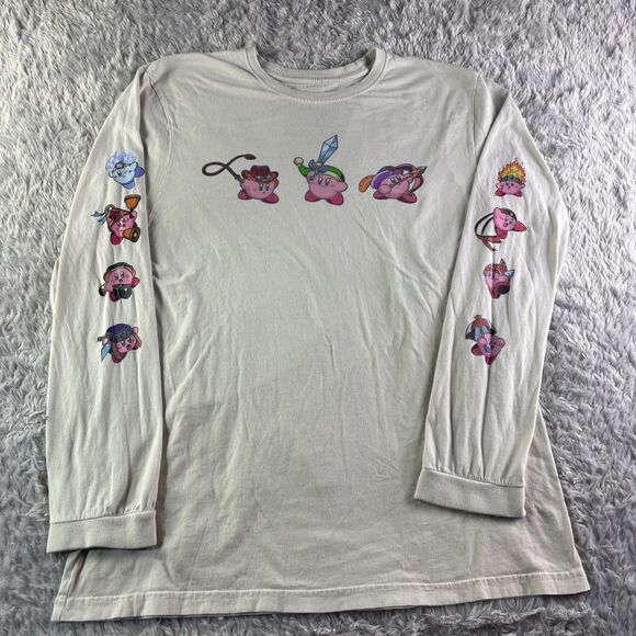 Kirby Shirt Mens Large Ivory Of The Stars Nintendo Hoshi no Kabi Video Game - Picture 2 of 11